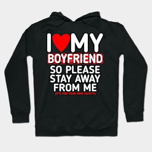 I Love My Boyfriend Funny Red Heart Shaped Hoodie